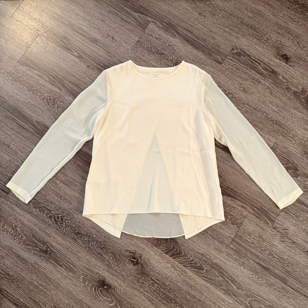 Rag & Bone Cream Chiffon Split Back Blouse